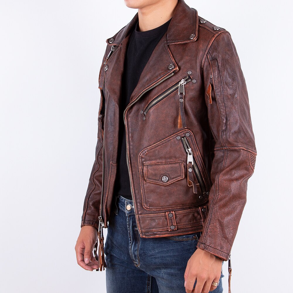 Brown genuine leather jacket