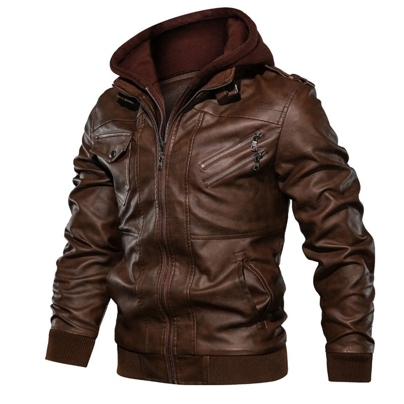 Men's winter PU (eco-leather) biker jacket