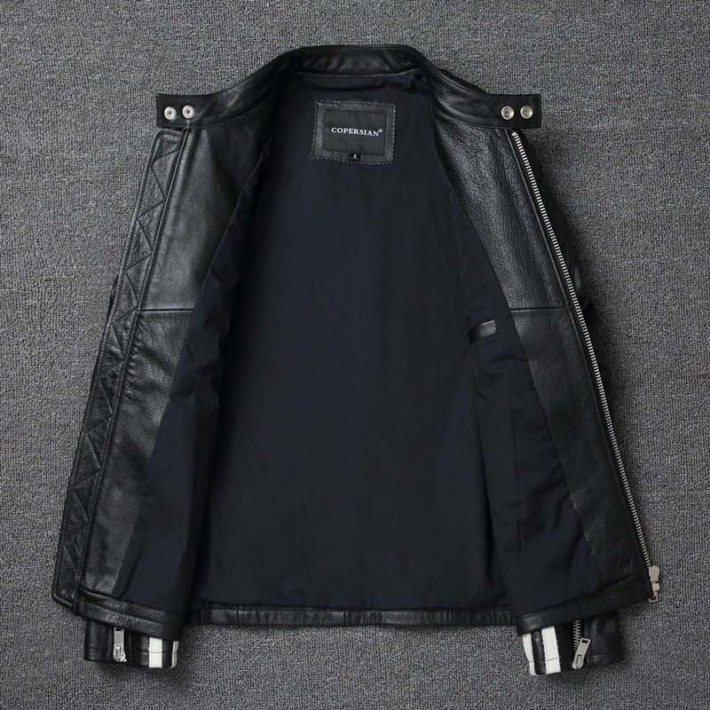 Genuine leather motorcycle jacket