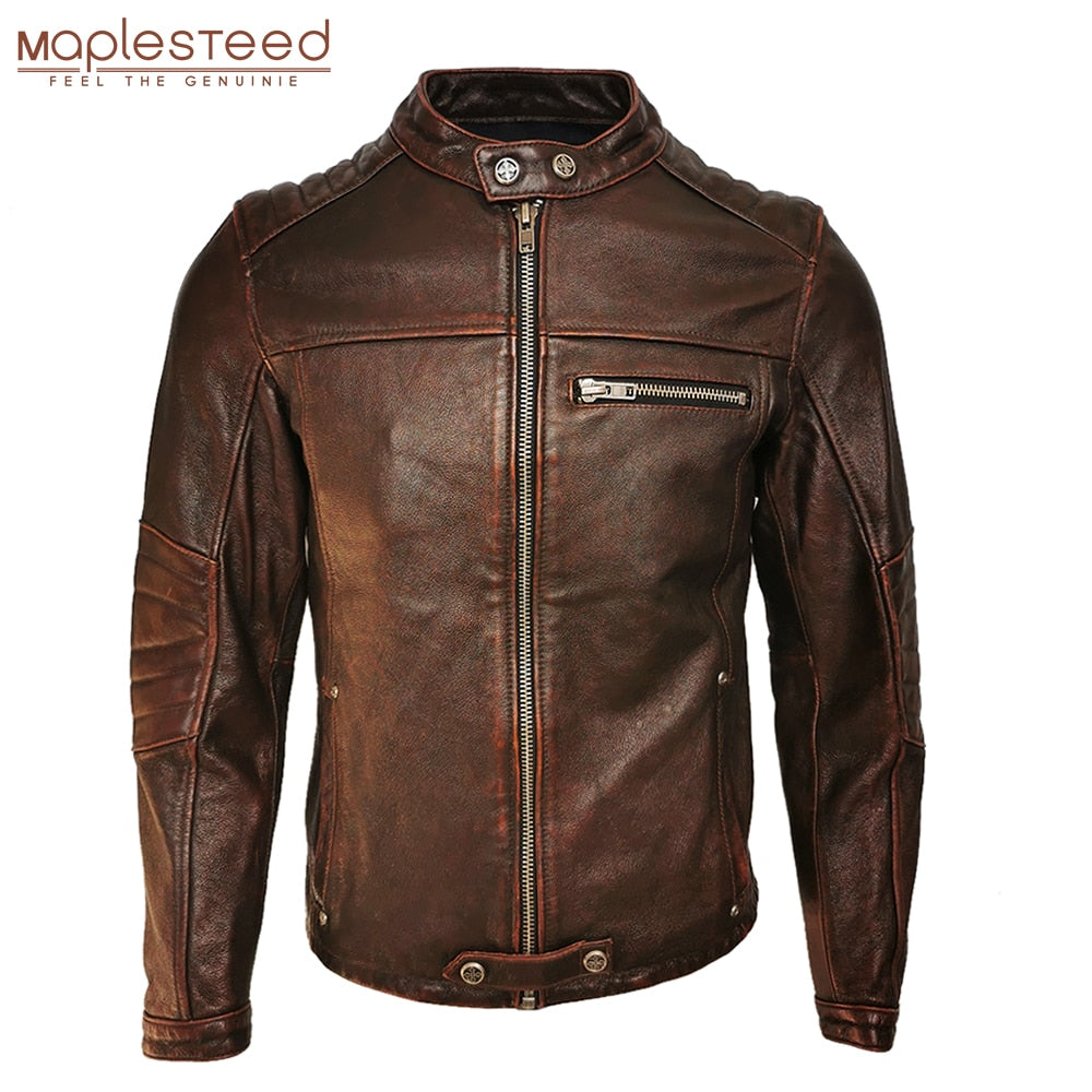 Slim fit genuine leather jacket