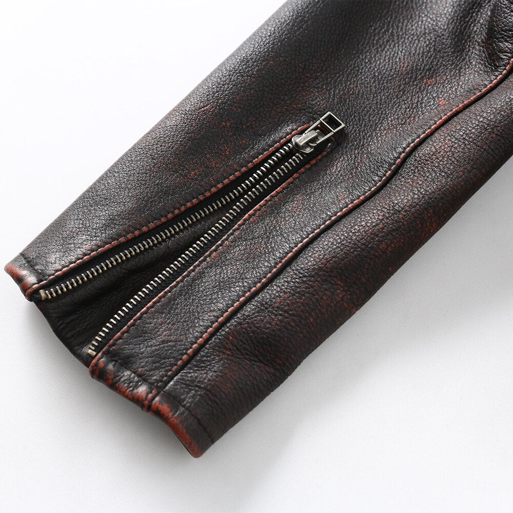 100% natural leather fitted jacket