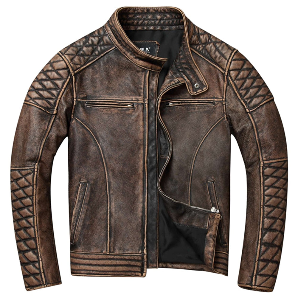 Genuine leather motorcycle jacket