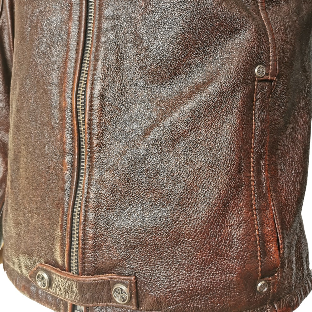Slim fit genuine leather jacket