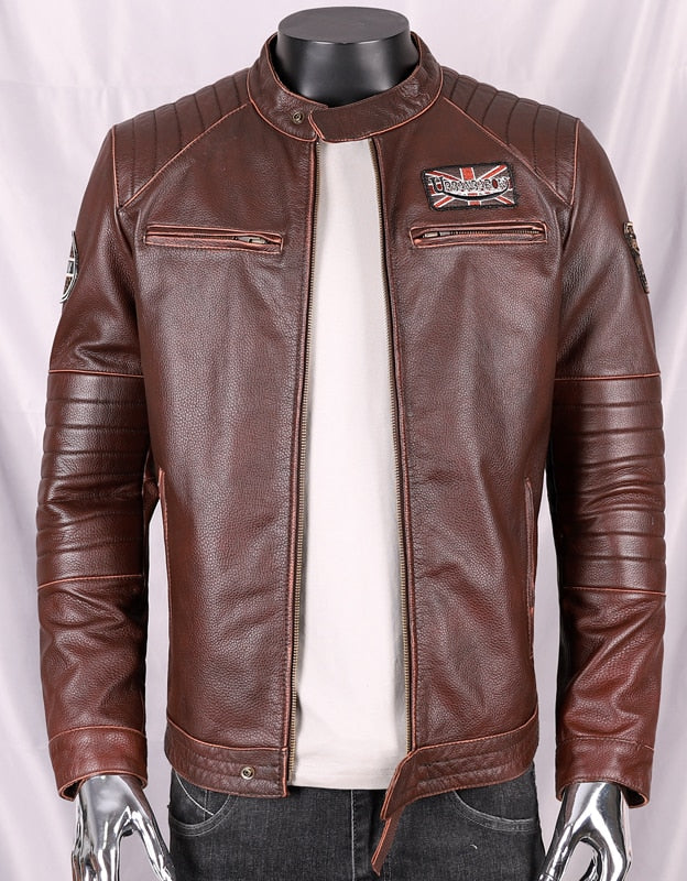 Men's leather biker jacket