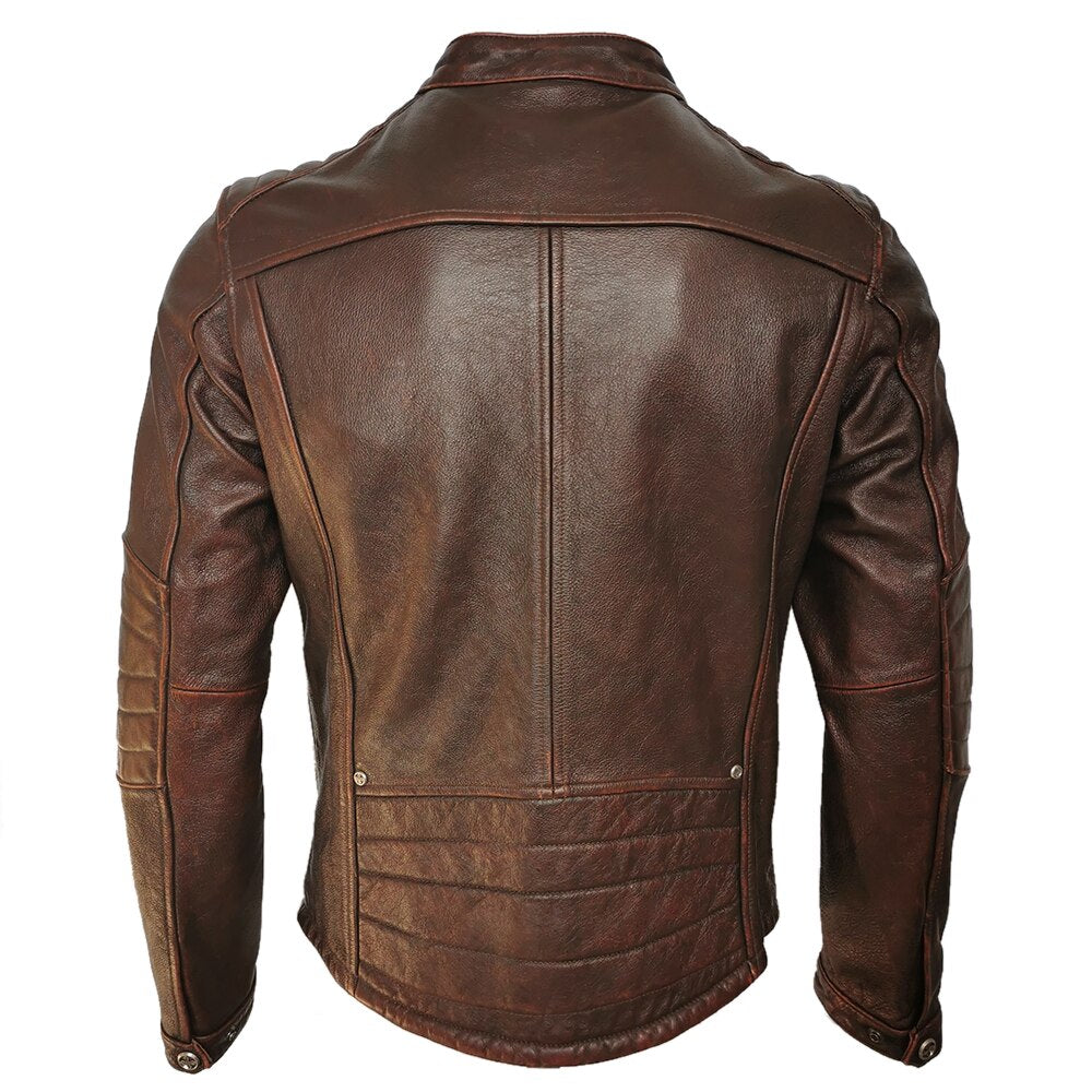 Slim fit genuine leather jacket