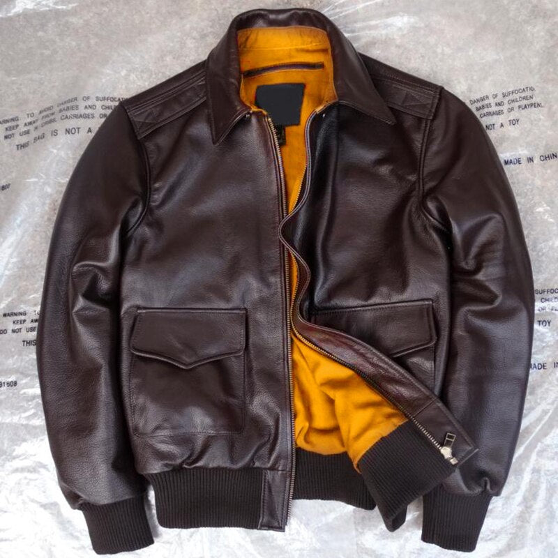 Military-style leather jacket