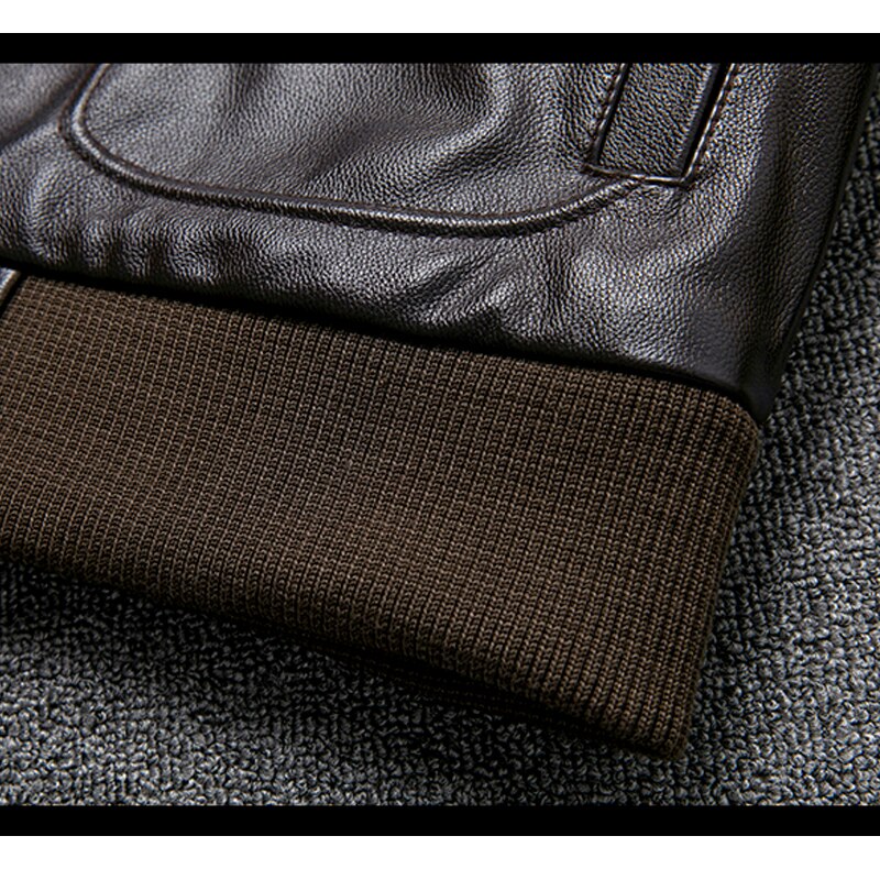 Thick genuine leather aviator jacket