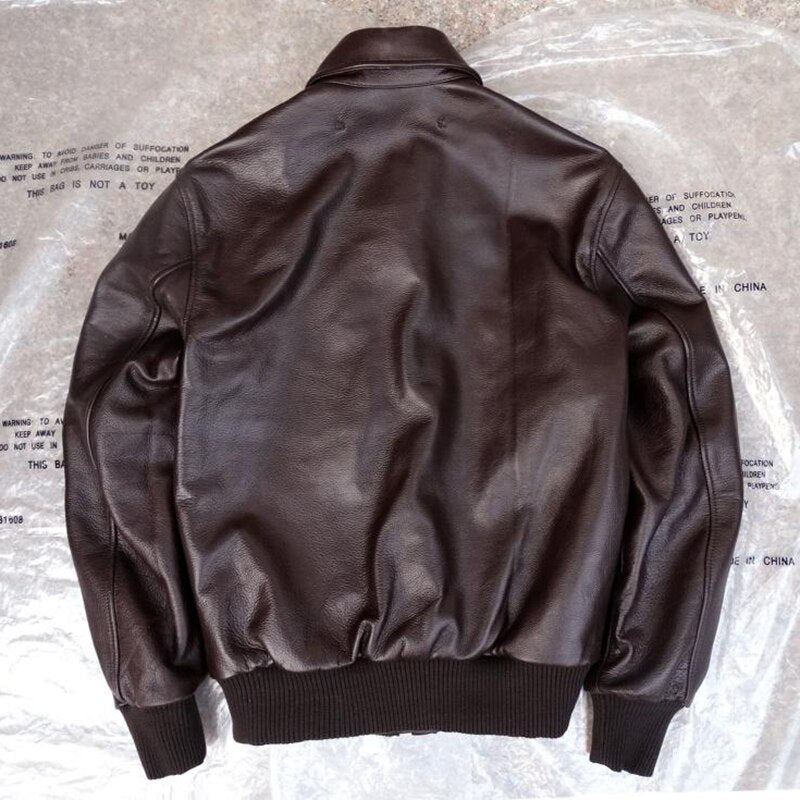 Military-style leather jacket