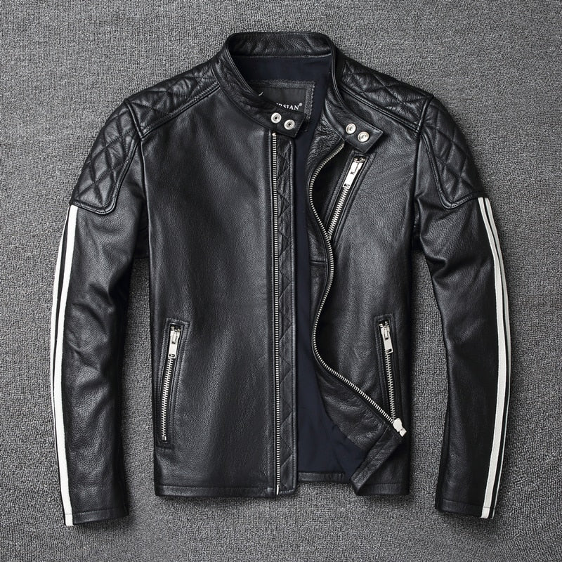 Genuine leather motorcycle jacket