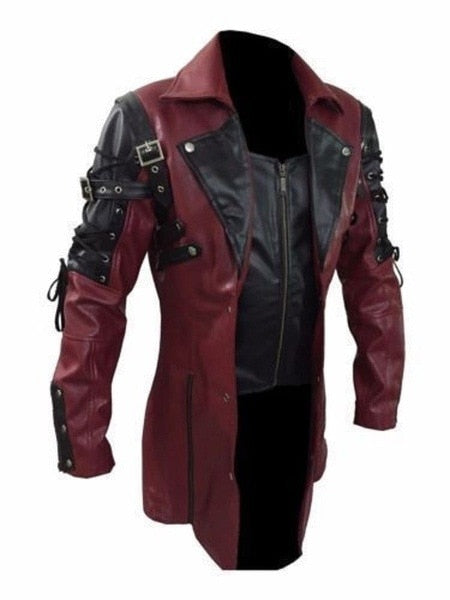 Men's Gothic PU Leather Trench Coat
