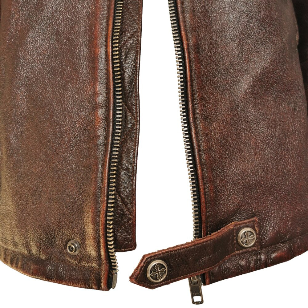Slim fit genuine leather jacket