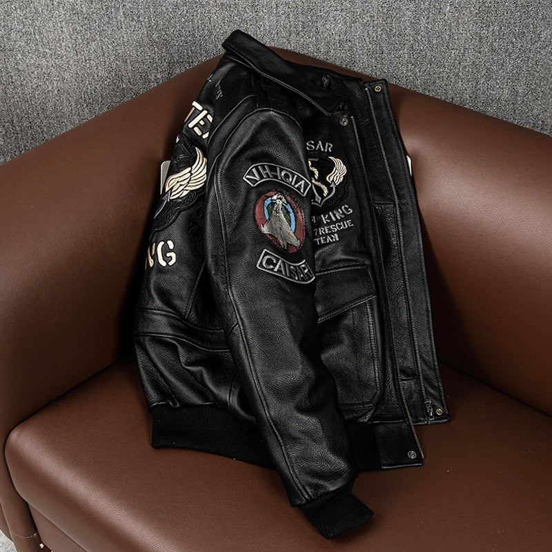 Leather jacket with prints 2022