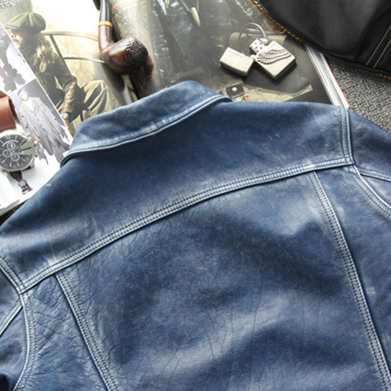 Blue Vintage Leather Jacket 2022