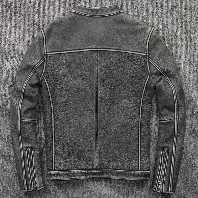 Korean style genuine leather jacket