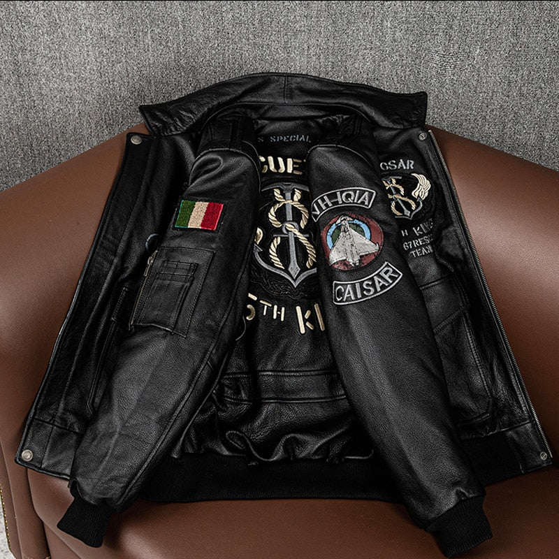 Leather jacket with prints 2022