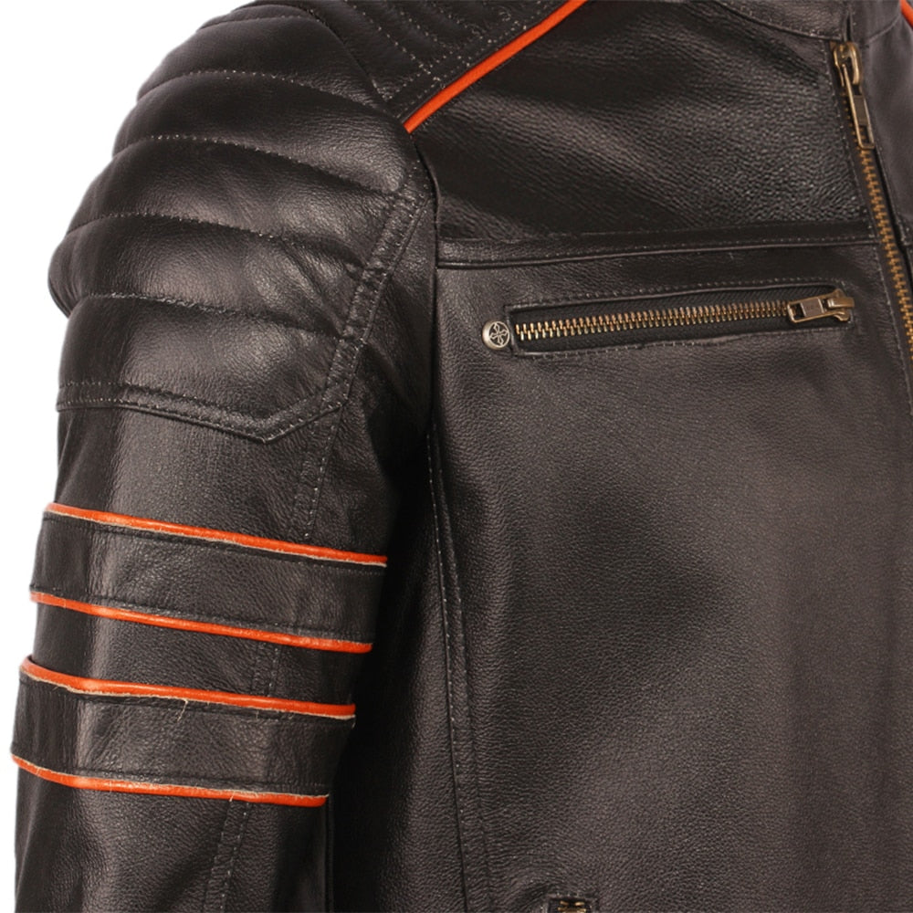Leather skull biker jacket