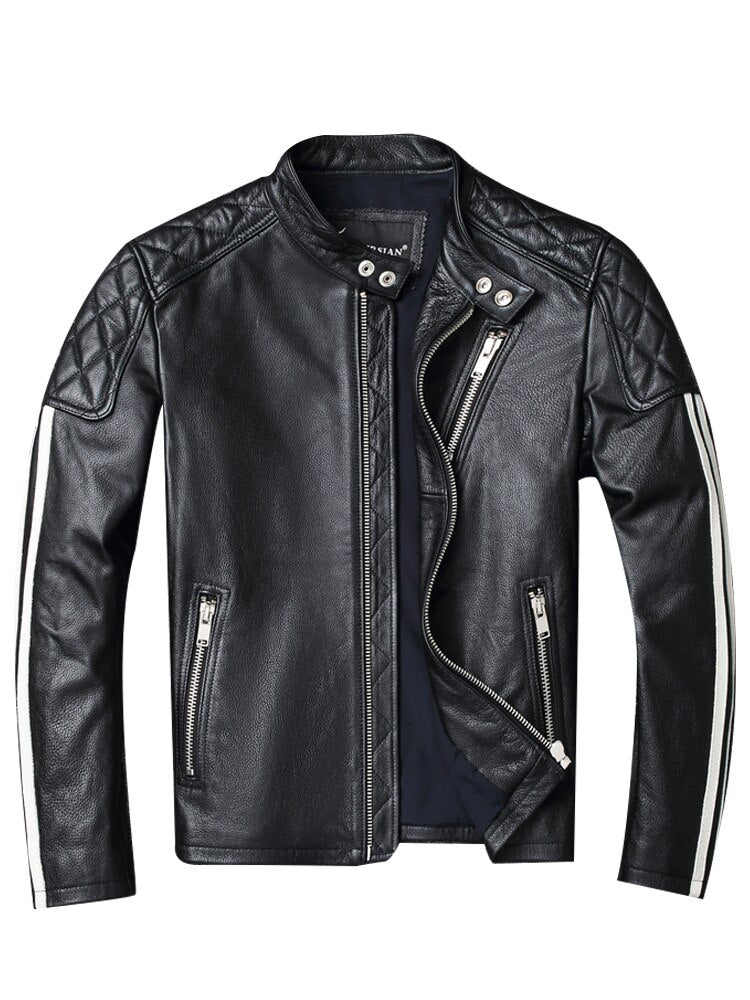 Genuine leather motorcycle jacket