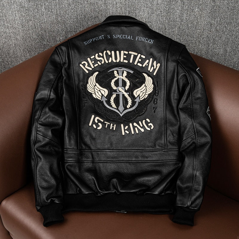 Leather jacket with prints 2022