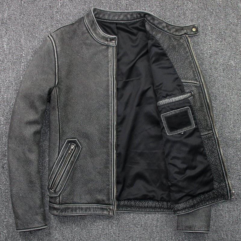 Korean style genuine leather jacket