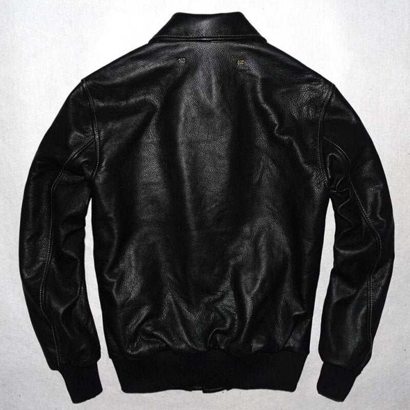 Military-style leather jacket