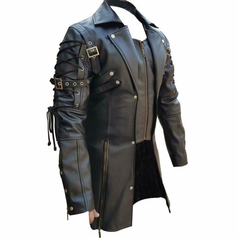Men's Gothic PU Leather Trench Coat