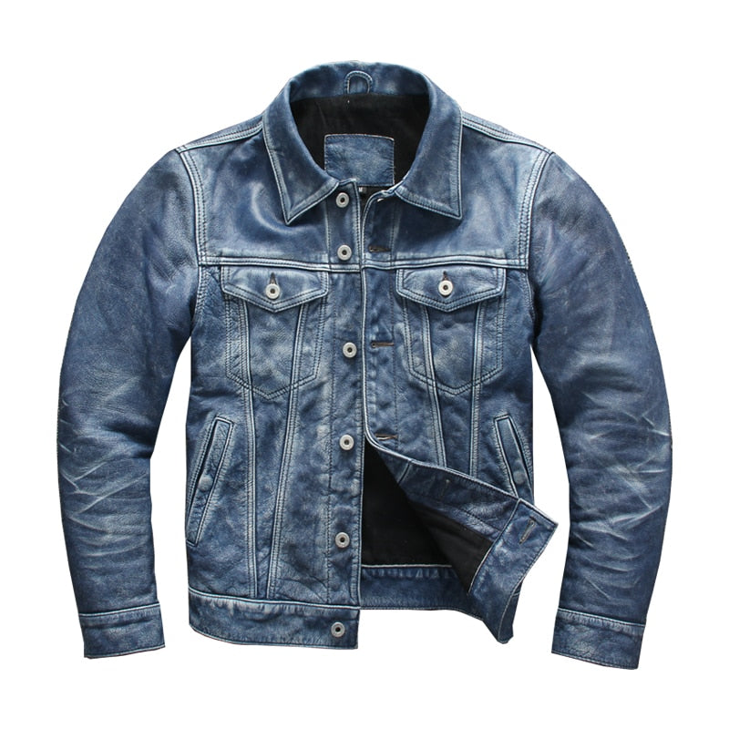Blue Vintage Leather Jacket 2022