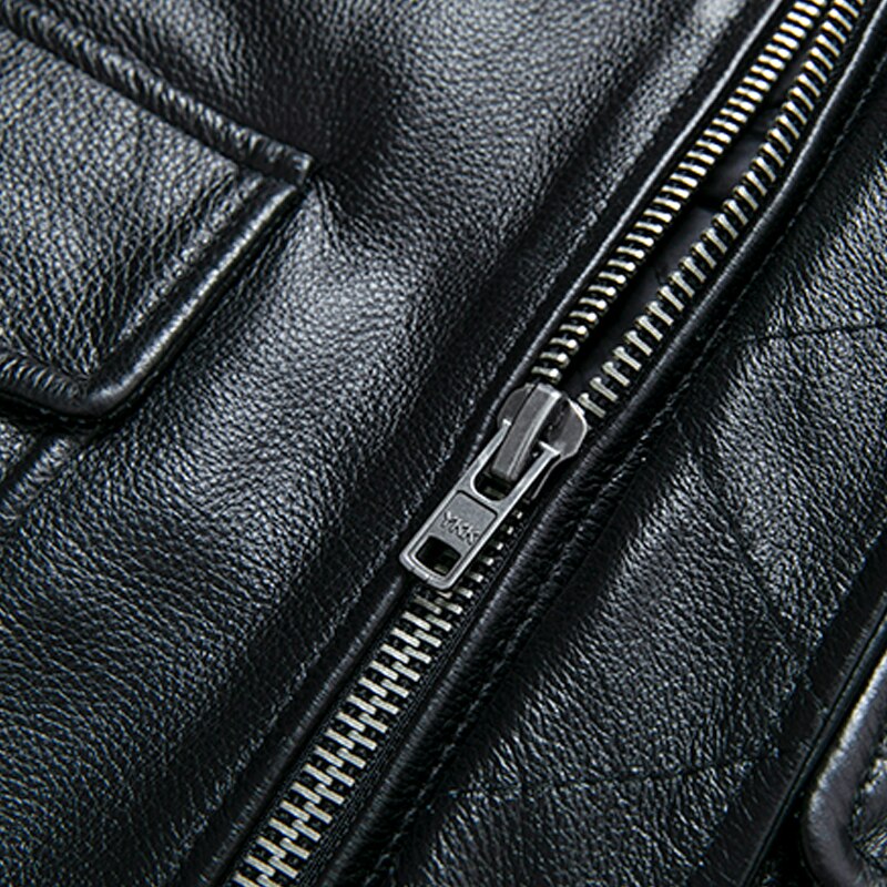 Thick genuine leather aviator jacket