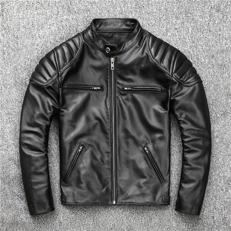 Brown leather biker jacket