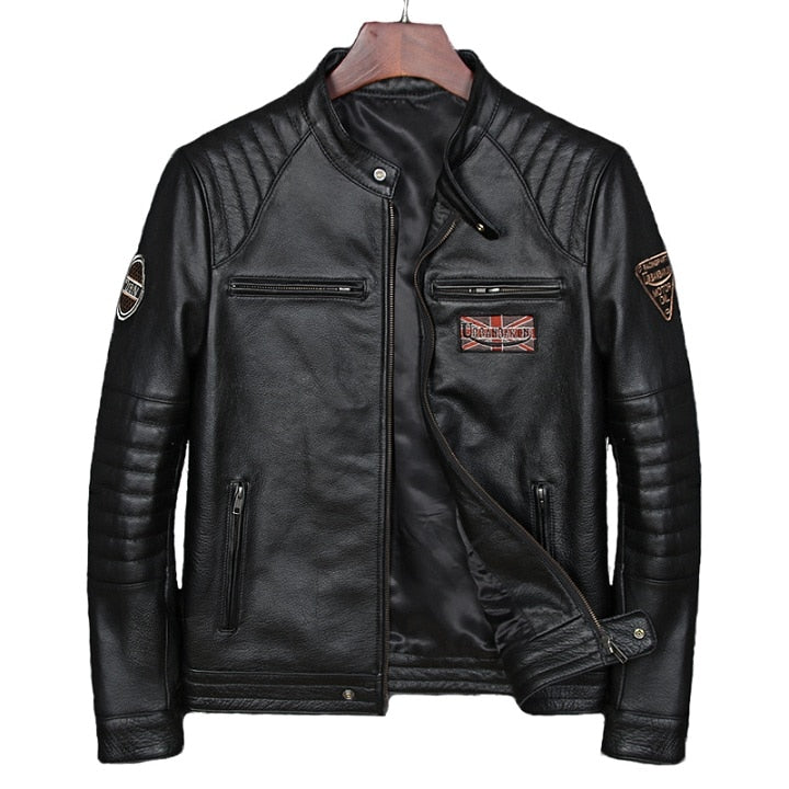 Men's leather biker jacket