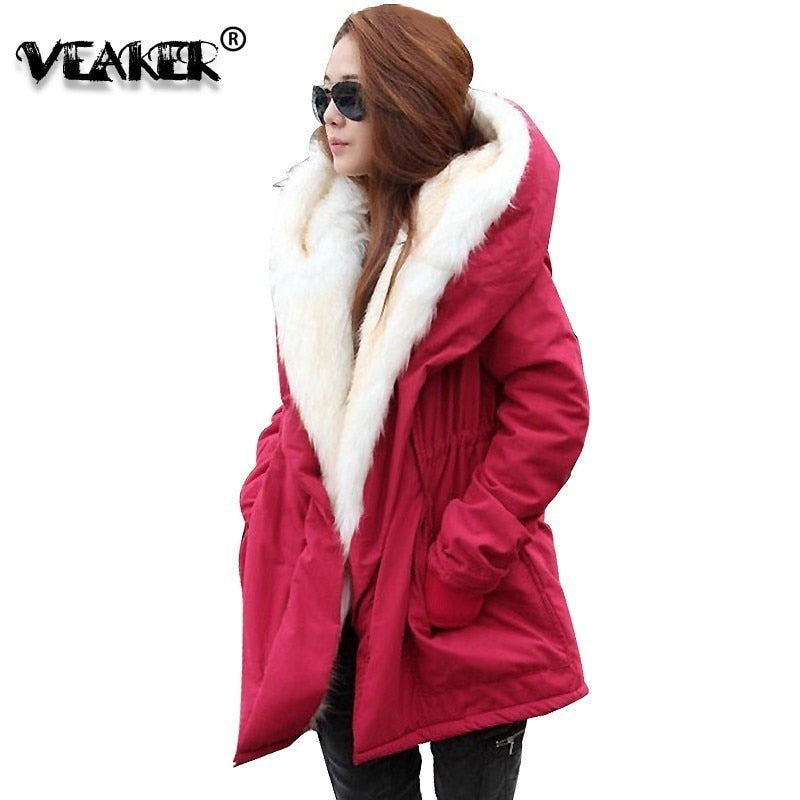 Women's warm fur parka