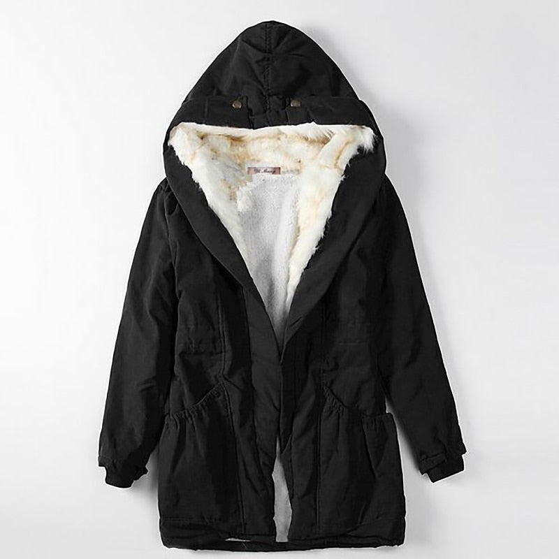 Women's warm fur parka