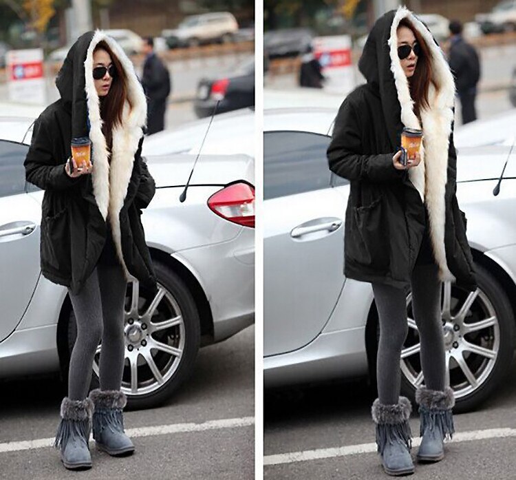 Women's warm fur parka