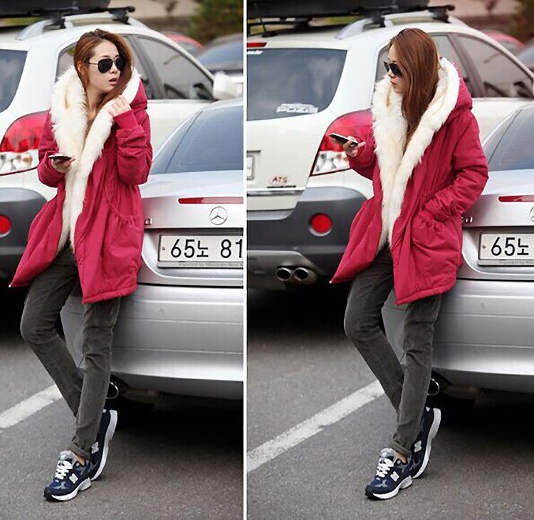 Women's warm fur parka