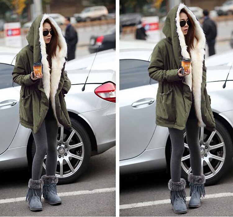 Women's warm fur parka