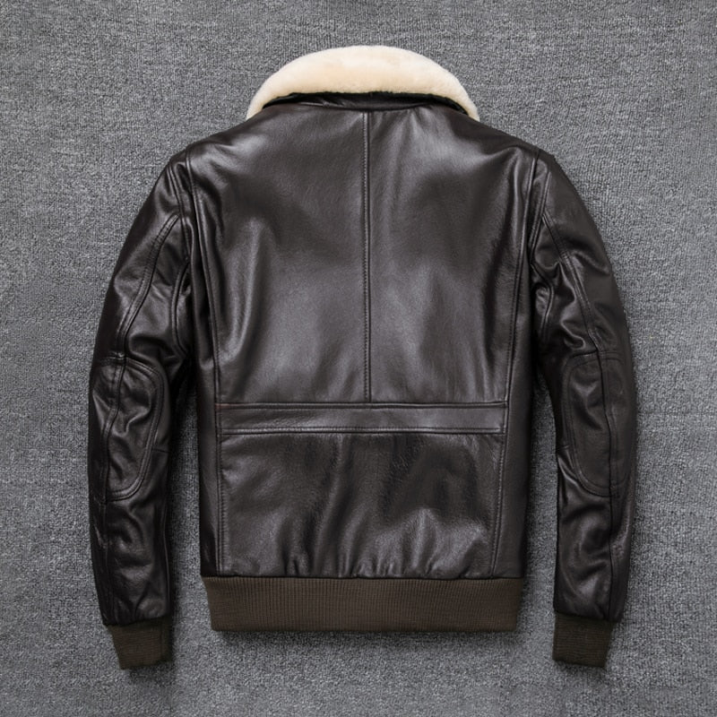Thick genuine leather aviator jacket
