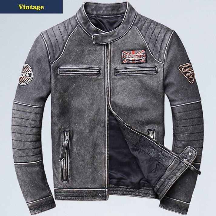 Men's leather biker jacket