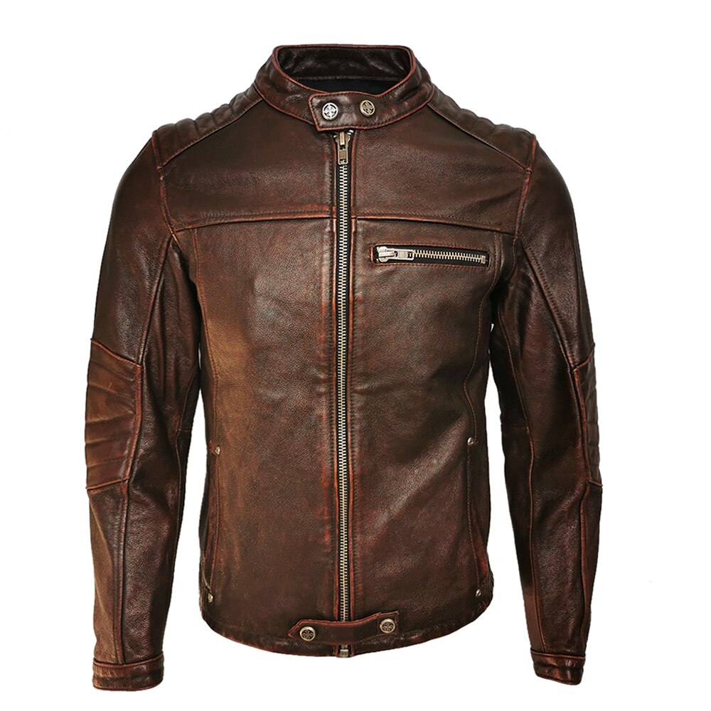 Slim fit genuine leather jacket