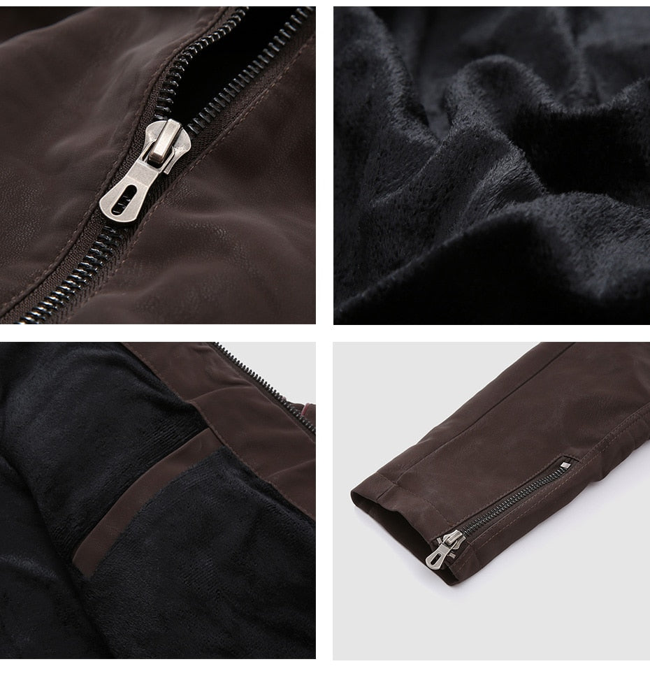 Men's winter PU leather jacket