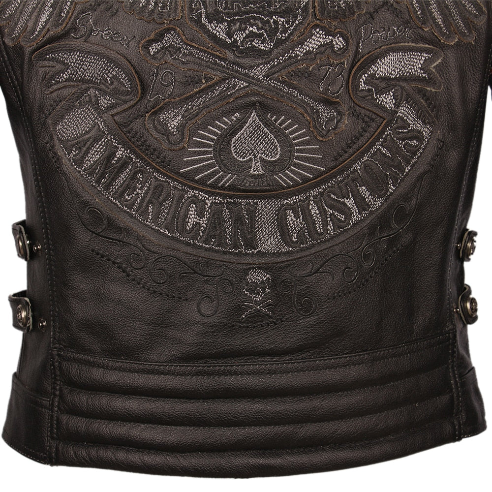 Leather skull biker jacket