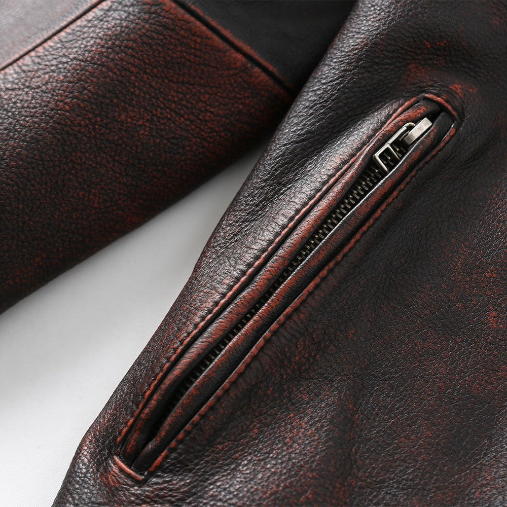 100% natural leather fitted jacket