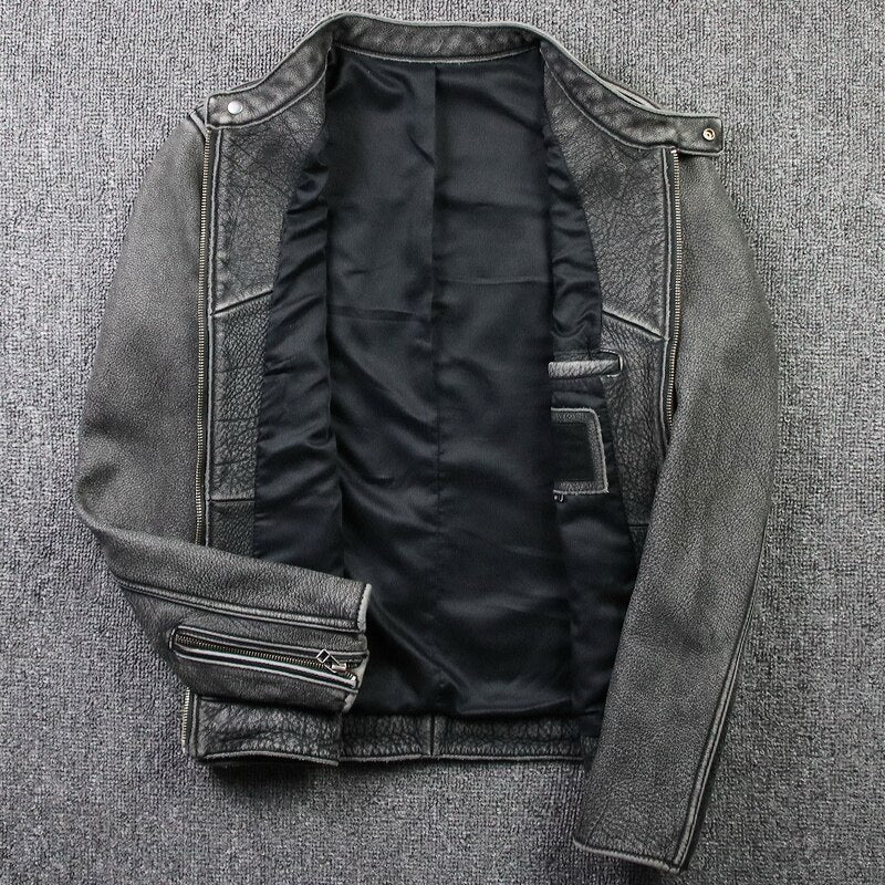 Korean style genuine leather jacket