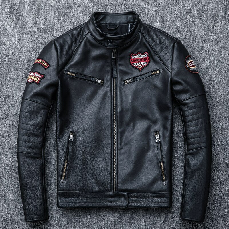 2022 Embroidered Leather Biker Jacket