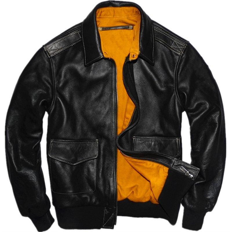Military-style leather jacket