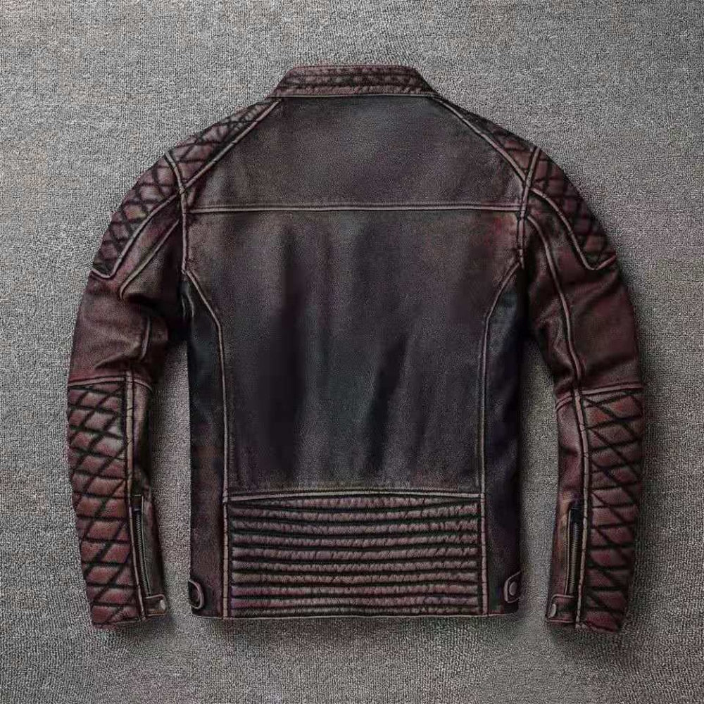 Genuine leather motorcycle jacket