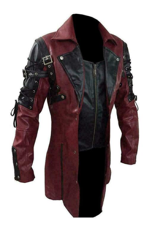 Men's Gothic PU Leather Trench Coat