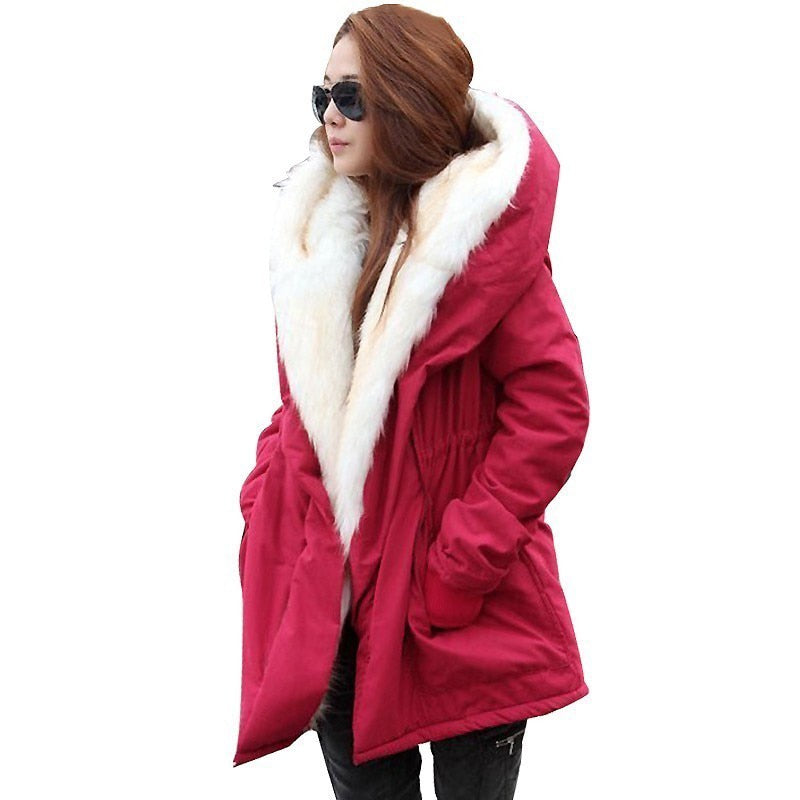 Women's warm fur parka