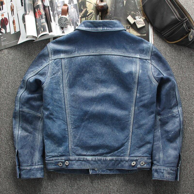 Blue Vintage Leather Jacket 2022
