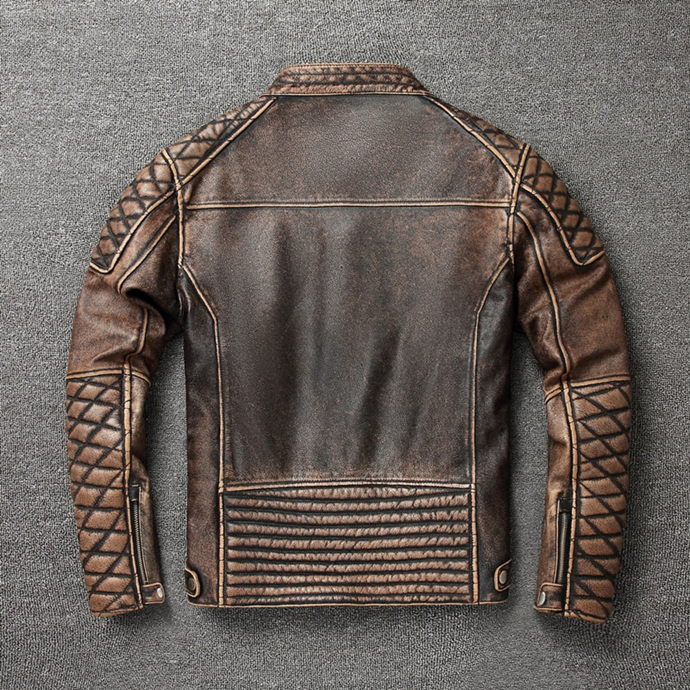 Genuine leather motorcycle jacket