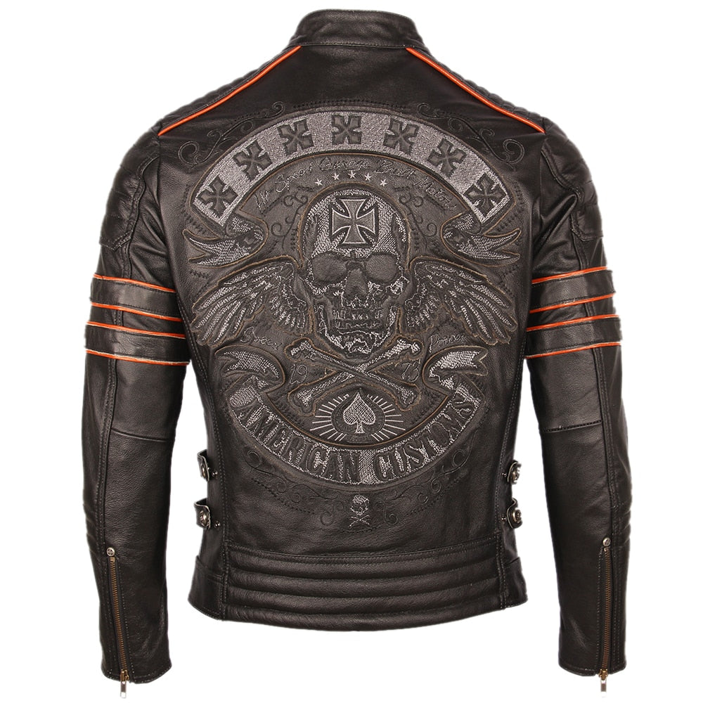 Leather skull biker jacket