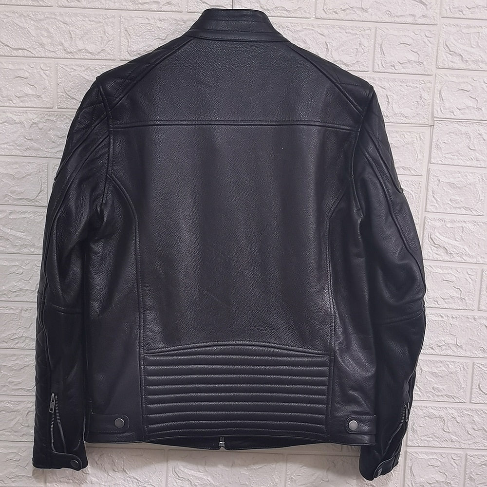 Genuine leather motorcycle jacket